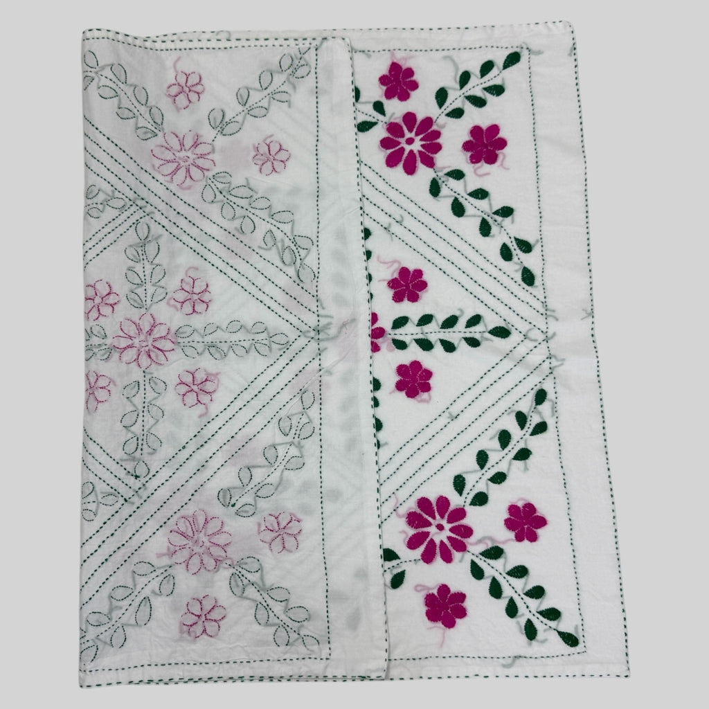 Hand-Embroidered Baby quilt Nokshi Khanta 35×28 Inches, 100% Cotton” vintage style inspired