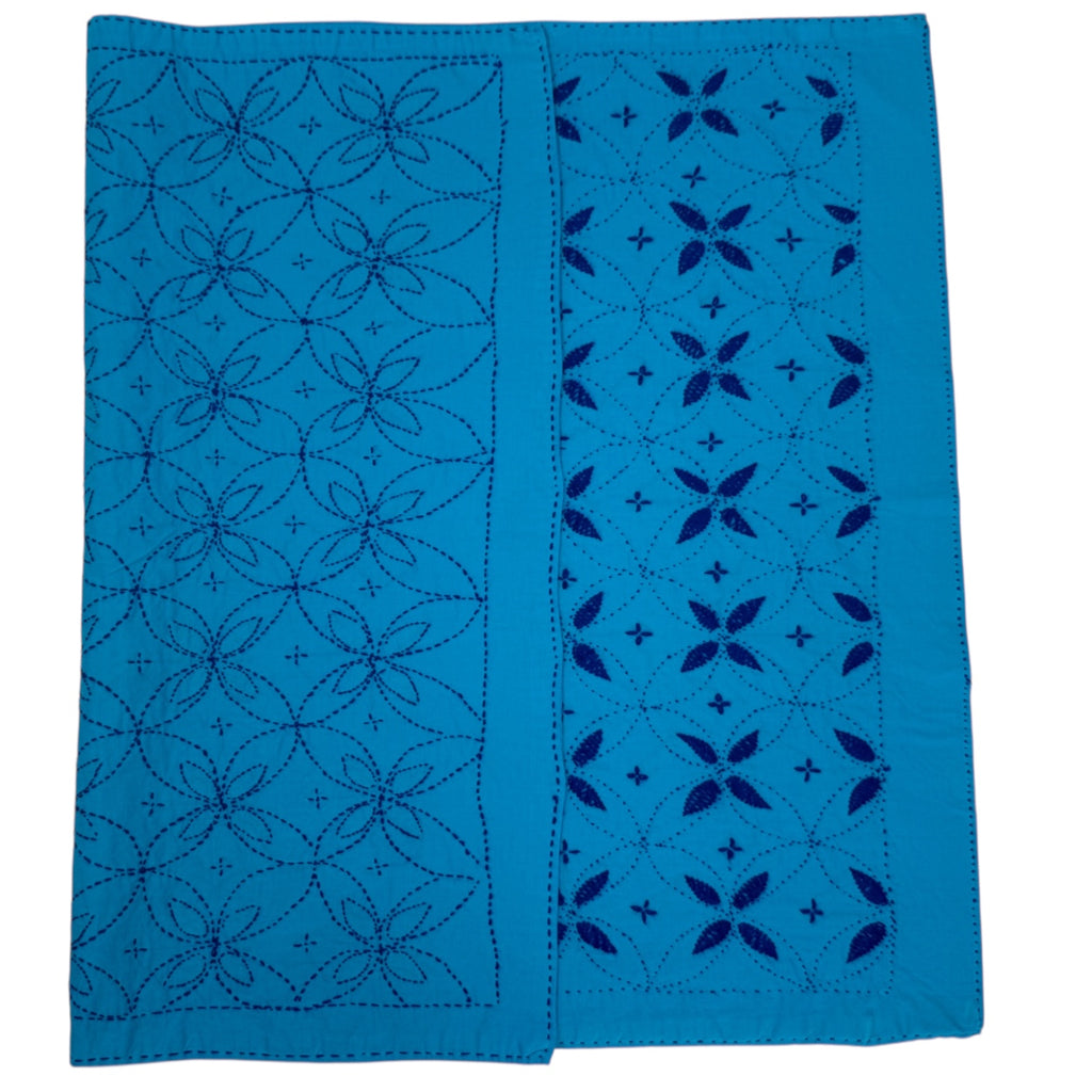 Hand-Embroidered Baby quilt Nokshi Khanta 35×28 Inches, 100% Cotton” vintage style inspired