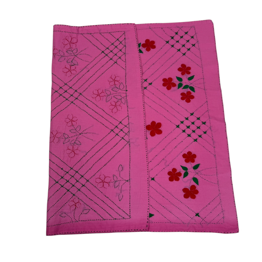 Hand-Embroidered Baby quilt Nokshi Khanta 35×28 Inches, 100% Cotton” vintage style inspired