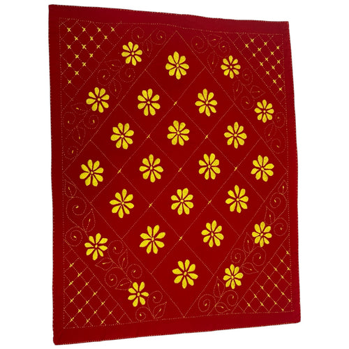 Hand-Embroidered Baby quilt Nokshi Khanta 35×28 Inches, 100% Cotton” vintage style inspired