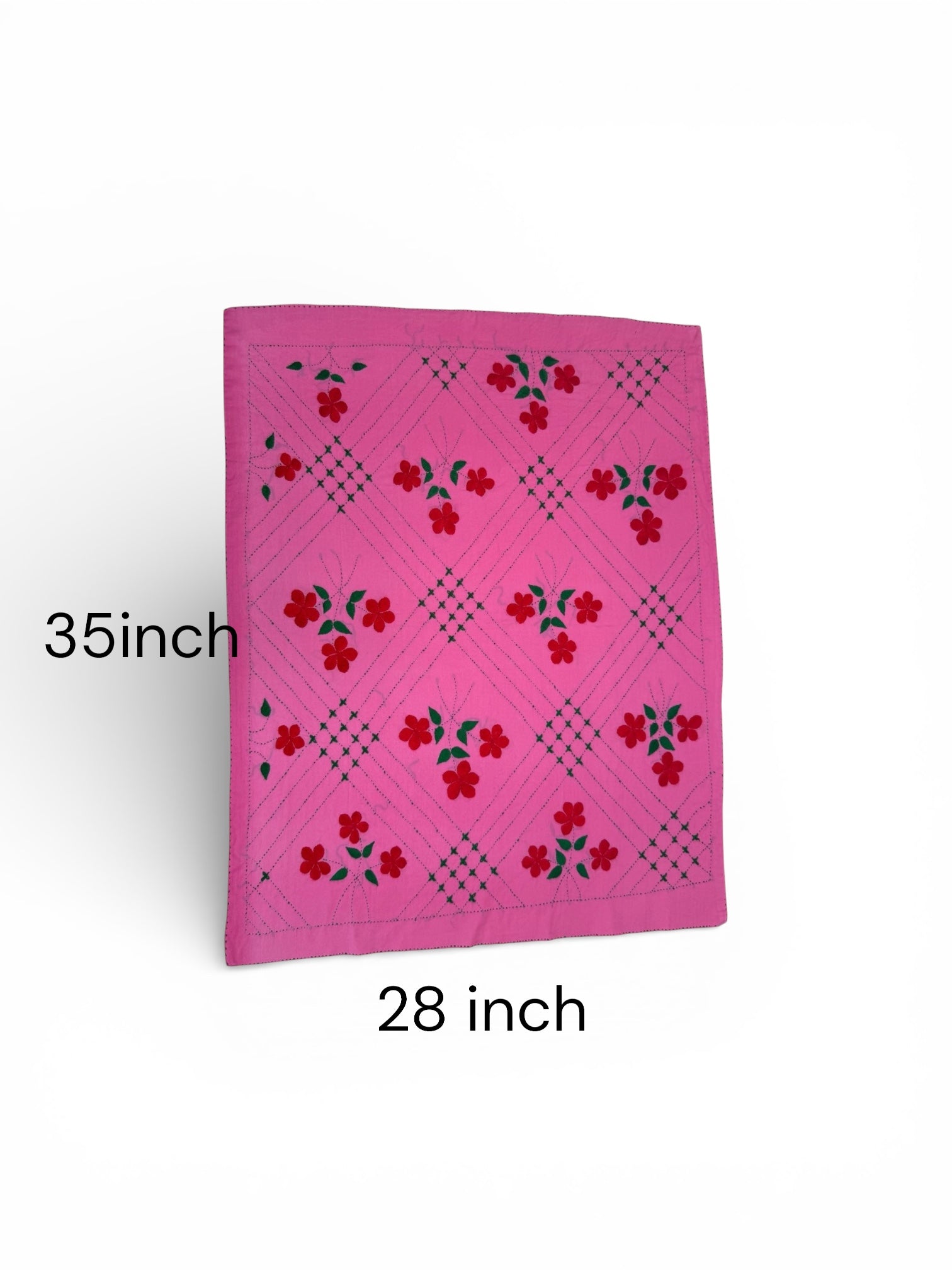 Hand-Embroidered Baby quilt Nokshi Khanta 35×28 Inches, 100% Cotton” vintage style inspired